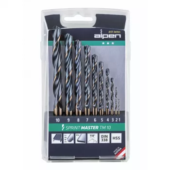 ALPEN-MAYKESTAG Alpen Sprint Master TM 10 1-10x 10 puurikomplekt, 10 tk, HSS-G, 1-10 mm, metallkassett