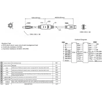 VISION 5 m USB 3.0 aktiivkaabel - sisseehitatud võimendi - nikeldatud pistikud - 5 Gbps - USB A (isane) USB B (isane) - 5,5 mm läbimõõt - 28+24 AWG - must