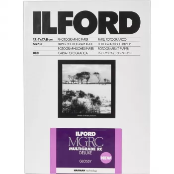 ILFORD MG RC Deluxe 1M Glossy 13x18 cm Must-valge Fotopaber, 100 lehte