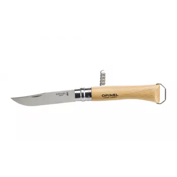 Opinel Taskenuga nr. 10 korgitseriga - Sandvik 12C27 roostevaba tera, pöögipuust käepide, Virobloc turvarõngas, Yatagani tera, 10 cm tera, 23 cm avatuna, 13 cm suletuna