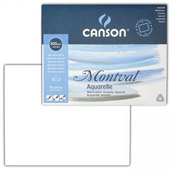 Canson Montval Watercolour Block 19 x 24 cm, 185 gsm, Fine Grain, 12 Sheets
