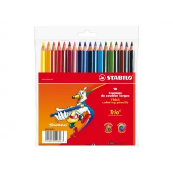 STABILO Trio Viltpliiatsite Komplekt - Segavärvid - 4,2 mm - 18 pliiatsit