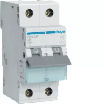 Hager MBN225 Miniature Circuit Breaker 2-Pole B-25A 6kA