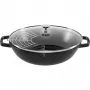 STAUB Wok 30 cm kaanega must, malm