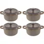 Staub Mini Cocotte Set 4-osaline keraamiline ümmargune antiikhall 10 cm