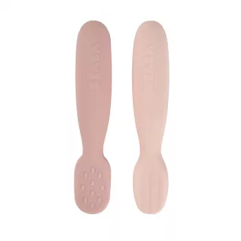 Beaba Set of 2 Silicone First Spoons & Teethers Cotton Candy/Sorbet