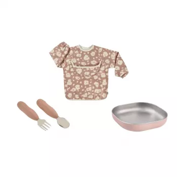 Beaba First Meals 3-in-1 Kingikomplekt (Taldrik, Söögiriistad, Põll) Savannah Bloom