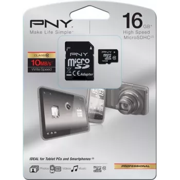 PNY Technologies HP High Performance MicroSDHC Card 16GB Class 10 U1 with SD Adapter