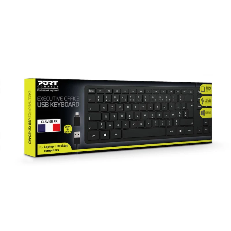 PORT Designs PORT Connect klaviatuur - USB, USB-C - Prantsuse AZERTY paigutus - Must