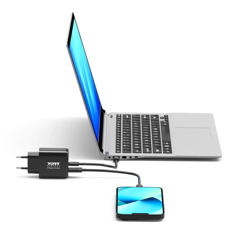 PORT Designs 2-Port GaN USB-C/A Adapter 4-in-1 65W Charger Black