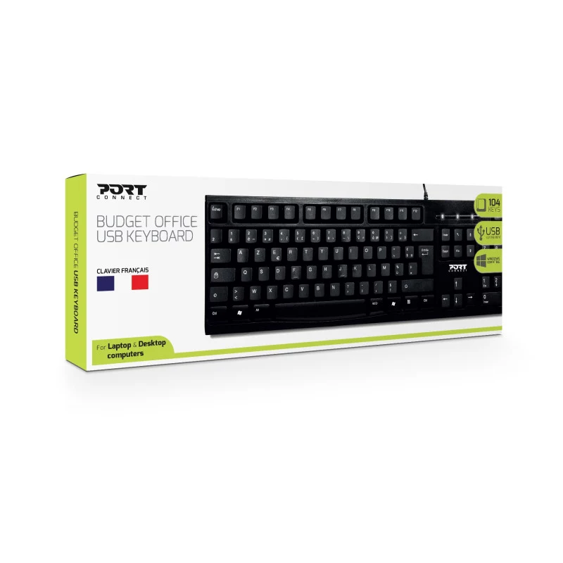 PORT Designs PORT OFFICE klaviatuur - USB - AZERTY - Prantsuse paigutus - Must