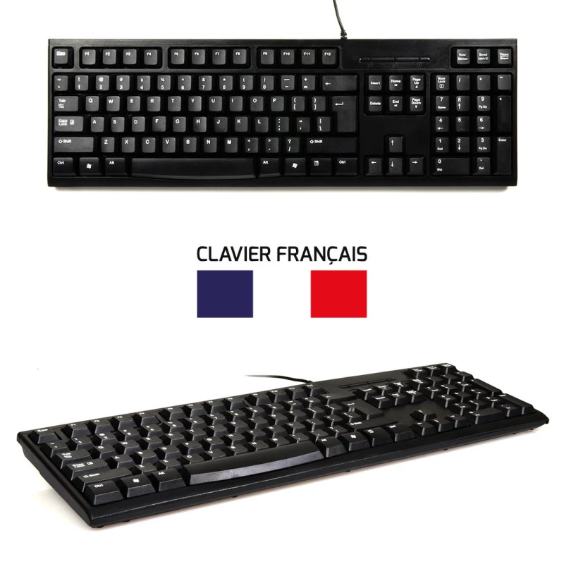 PORT Designs 900900 Full-Size Wired USB Keyboard and Mouse Combo, AZERTY Layout, Black