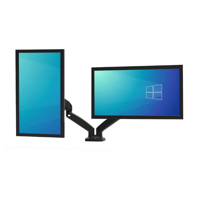 PORT Designs PORT Connect Reguleeritav Topeltmonitori Hoidik - 2 ekraanile kuni 32 inch - Lauaklamber/Ava kinnitus - Must