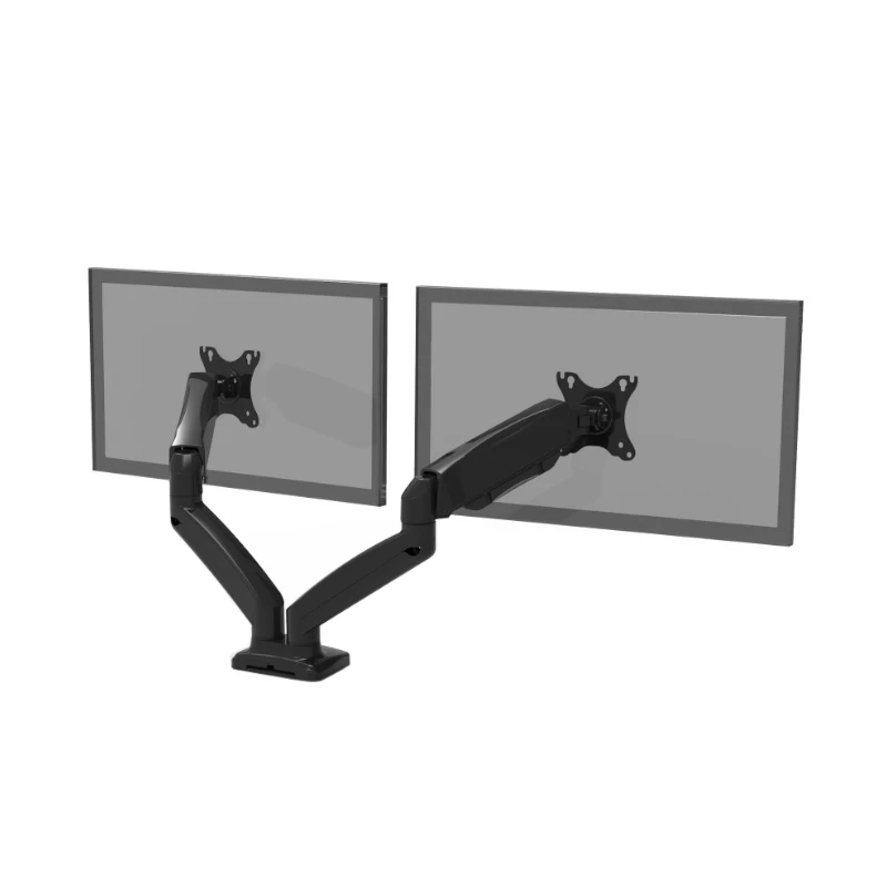 PORT Designs PORT Connect Reguleeritav Topeltmonitori Hoidik - 2 ekraanile kuni 32 inch - Lauaklamber/Ava kinnitus - Must