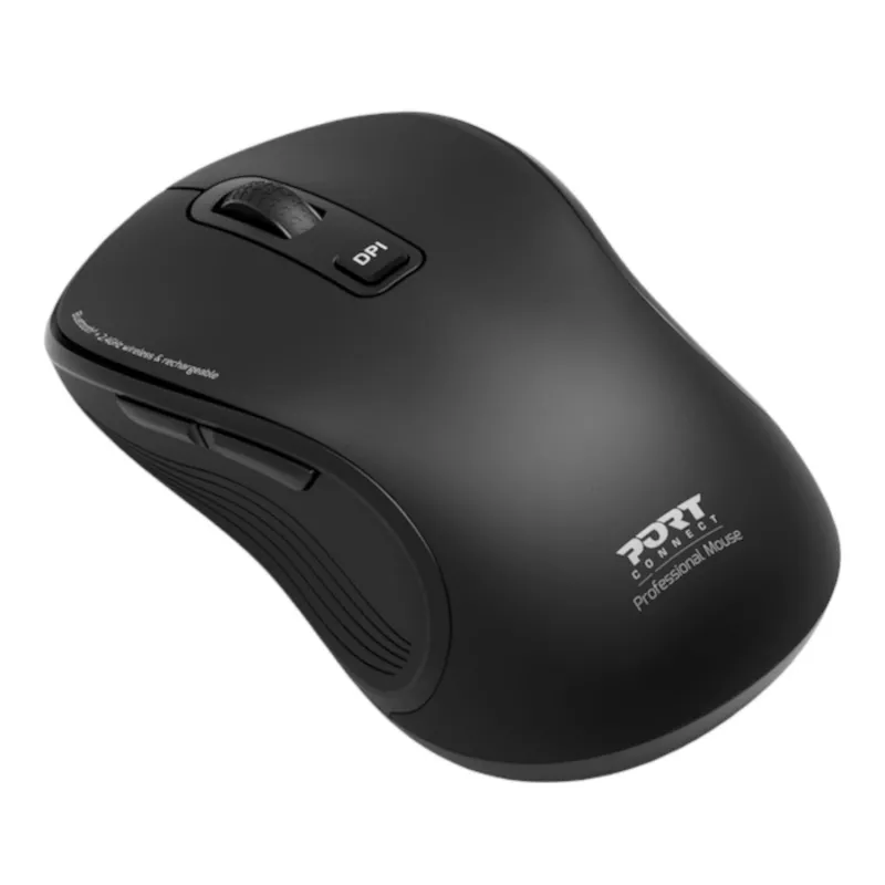 PORT Designs PORT Connect Professional ESSENTIAL juhtmeta optiline hiir - 5 nuppu - 2,4 GHz, Bluetooth - USB vastuvõtja - must