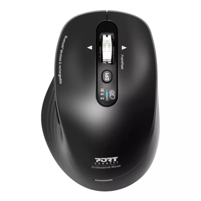 PORT Designs PORT Connect Professional BUSINESS Laetav Juhtmevaba Hiir - Optiline - 6 Nuppu - 2,4 GHz, Bluetooth - USB Vastuvõtja - Must