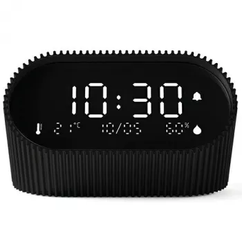 Lexon Ray Clock äratuskell temperatuuri- ja niiskusanduriga, must