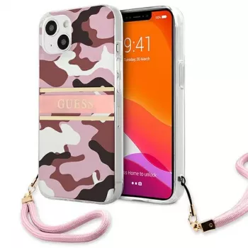 Guess GUHCP13MKCABPI kõva ümbris iPhone 13 / 14 / 15 6,1 inch roosa Camo Strap Collection