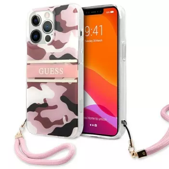 Guess Camo Strap Collection Hard Case for Apple iPhone 13 Pro / iPhone 13, Pink