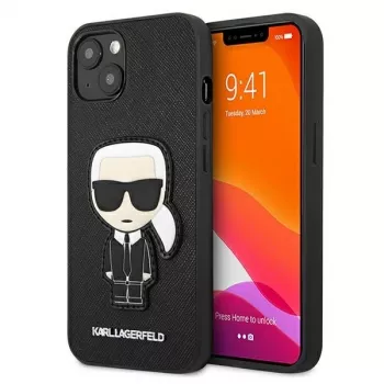 Karl Lagerfeld KLHCP13SOKPK iPhone 13 Mini 5,4 inch Must kõva ümbris Saffiano Ikonik Karl Patch