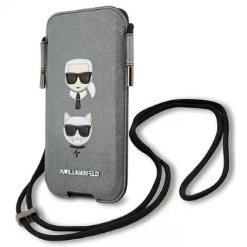 Karl Lagerfeld Ikonik Saffiano Hard Case for Apple iPhone 12 / 12 Pro 6,1 inch Grey