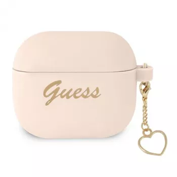 Guess GUA3LSCHSP silikoonist võlu Heart Collection ümbris Apple AirPods 3. põlvkonna kõrvaklappidele - roosa