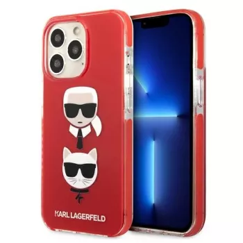 Karl Lagerfeld KLHCP13LTPE2TR iPhone 13 Pro / 13 6.1 Kõva ümbris Punane Karl & Choupette Head