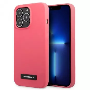 Karl Lagerfeld Silicone Plaque Hard Case for iPhone 13 Pro / 13 6,1 inch - Fuchsia