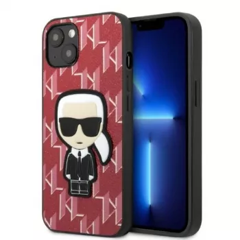 Karl Lagerfeld KLHCP13MPMNIKPI Kõva ümbris iPhone 13 / 14 6,1 inch punane Monogram Ikonik Patch