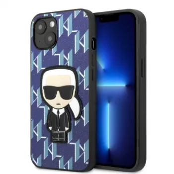 Karl Lagerfeld iPhone 13/14/15 6,1 inch Hardcase Blue Monogram Ikonik Patch