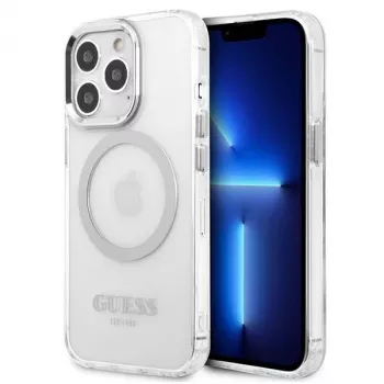 Guess GUHMP13LHTRMS Metal Outline MagSafe Hard Case for iPhone 13 Pro / iPhone 13 6,1 inch - Silver