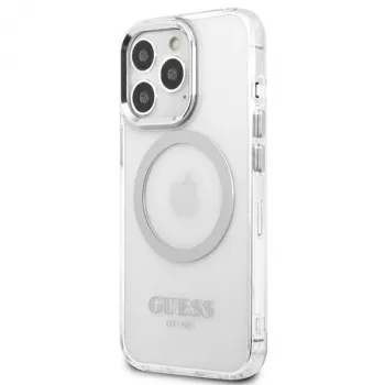 Guess GUHMP13LHTRMS Metal Outline MagSafe Hard Case for iPhone 13 Pro / iPhone 13 6,1 inch - Silver