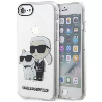 Karl Lagerfeld KLHCI8HNKCTGT iPhone 7/8/SE 2020 / SE 2022 Transparent Hardcase Glitter Karl & Choupette