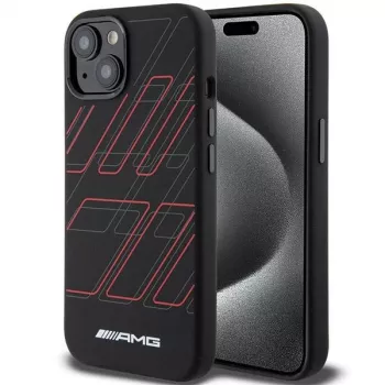 AMG AMHMP15S23SSPK Kõva silikoonümbris suure rombimustriga MagSafe jaoks iPhone 15/14/13 6.1 must