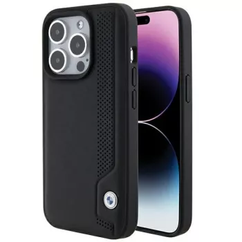 BMW BMHCP15X22RBDK Hardcase Leather Blue Dots for iPhone 15 Pro Max 6,7 inch Black