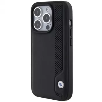BMW BMHCP15X22RBDK Hardcase Leather Blue Dots for iPhone 15 Pro Max 6,7 inch Black