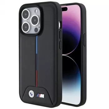 BMW BMHCP15L22PVTK iPhone 15 Pro 6,1 inch Must kõva ümbris Quilted Tricolor