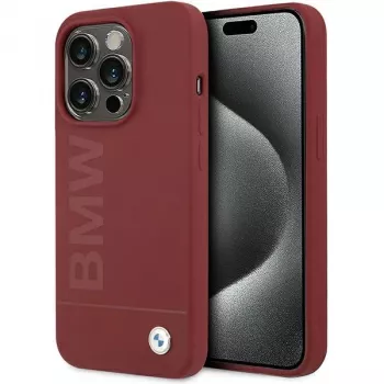 BMW M Collection Silikoonist kõva ümbris MagSafe'iga Apple iPhone 15 Pro 6,1 inch jaoks, punane suure logoga