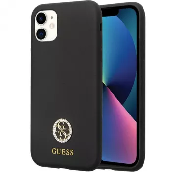 Guess GUHCN614DGPK Hardcase Silicone Logo Strass 4G Tagakaas Apple iPhone 11 / Xr 6,1 tolli Must