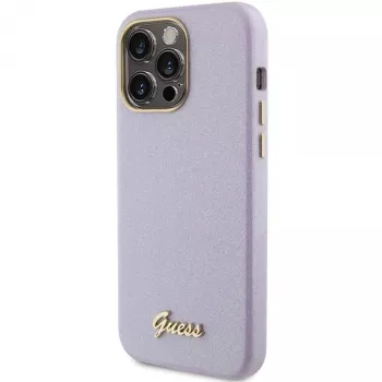 Guess GUHCP15LPGMCSL Glitter Glossy Script Hard Case for iPhone 15 Pro 6,1 inch Lilac