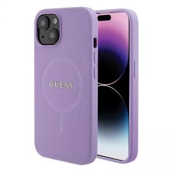 Guess GUHMP15MPSAHMCU Saffiano MagSafe kõva ümbris iPhone 15 Plus / 14 Plus 6,7 inch - Lilla