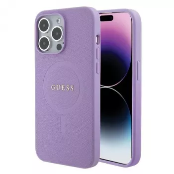 Guess GUHMP15LPSAHMCU Saffiano MagSafe Hard Case for Apple iPhone 15 Pro 6,1 inch - Purple