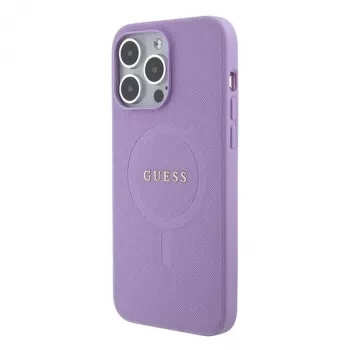 Guess GUHMP15LPSAHMCU Saffiano MagSafe Hard Case for Apple iPhone 15 Pro 6,1 inch - Purple