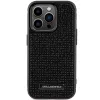 Karl Lagerfeld KLHCP15LHDSPLK kõva ümbris iPhone 15 Pro 6.1 inch musta rhinestone logo ja metallplaadiga