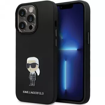 Karl Lagerfeld KLHCP14XSMHKNPK Silicone Ikonik Metal Pin Tagakaas Apple iPhone 14 Pro Max 6.7 Must