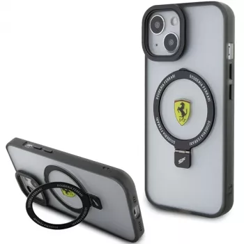 Ferrari FEHMP15SUSCAK iPhone 15 / 14 / 13 6,1 inch Must kõva ümbris rõngasalusega 2023 Collection MagSafe
