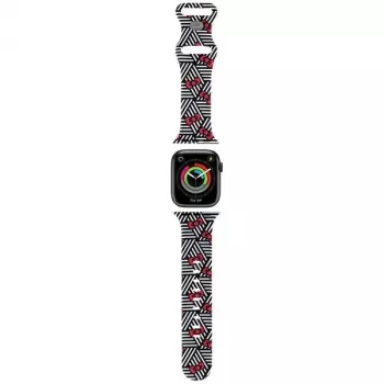Hello Kitty HKAWMSDIEZK Silicone Strap for Apple Watch 38/40/41mm Black Bows & Stripes