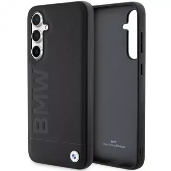 BMW S23 FE S711 Musta Nahast Kuumtempliga Ümbris Samsung Galaxy S23 FE jaoks