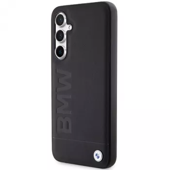 BMW S23 FE S711 Musta Nahast Kuumtempliga Ümbris Samsung Galaxy S23 FE jaoks
