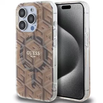Guess G-Cube Hardcase iPhone 15 Pro 6,1 inch Pruun IML MagSafe